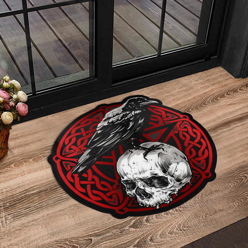 Raven skull gothic Door Mat-MoonChildWorld
