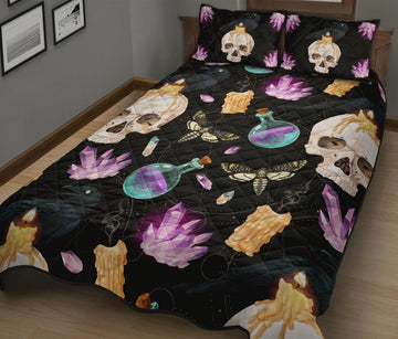 Raven gothic witch Quilt Bed Set-MoonChildWorld