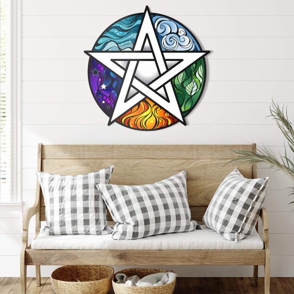 Wicca Element pentagram Metal Sign-MoonChildWorld