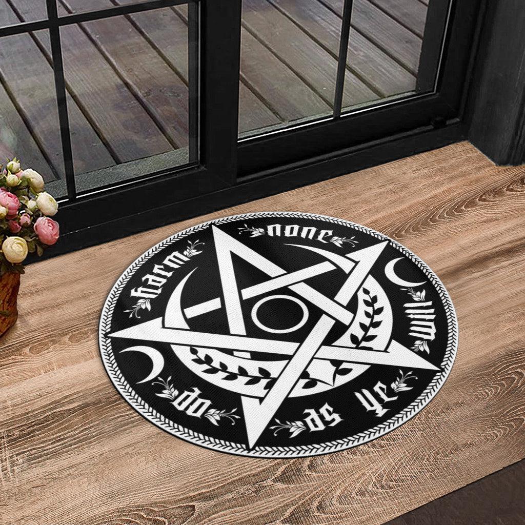 Wicca Moon Pentagram Door Mat-MoonChildWorld