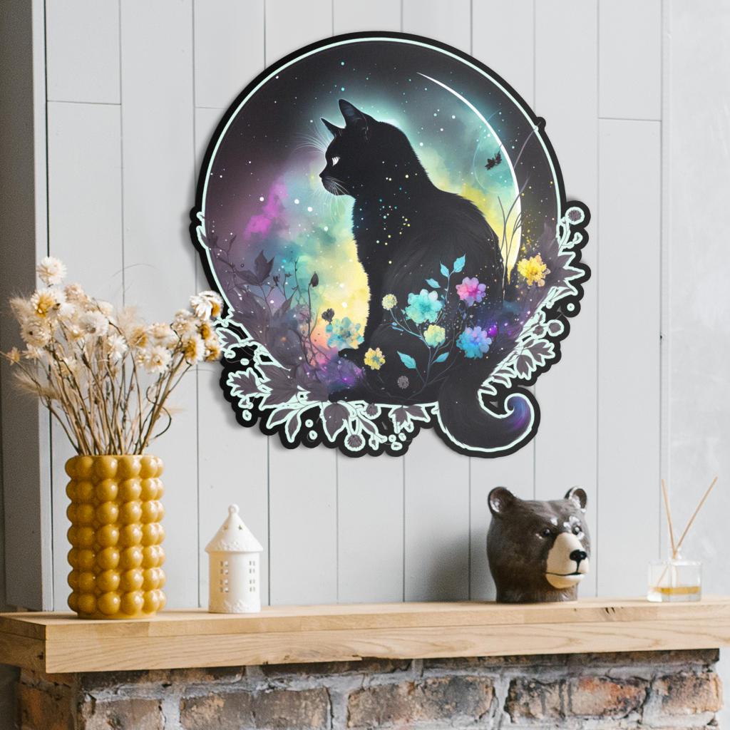 Witchy Black cat Metal Sign-MoonChildWorld