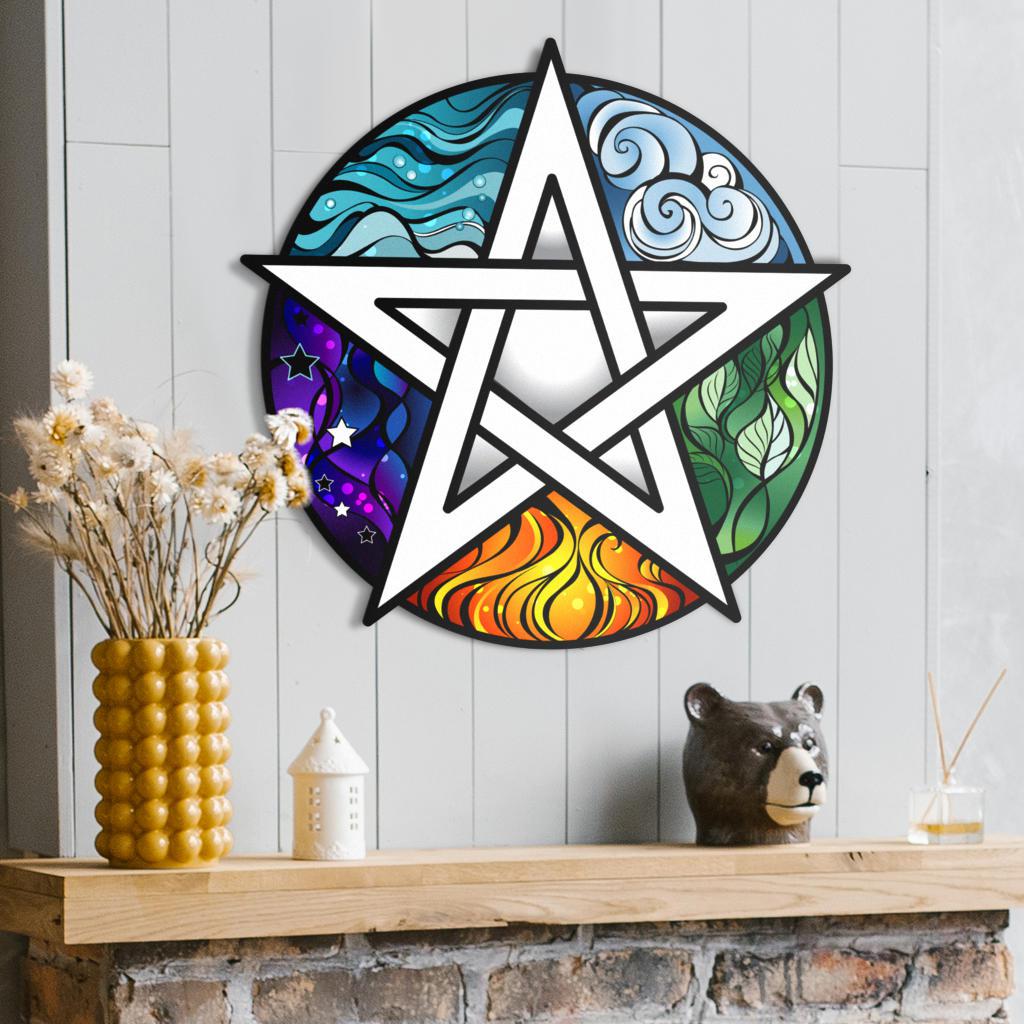 Wicca Element pentagram Metal Sign-MoonChildWorld