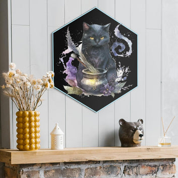 Black cat Metal Sign Magic cat witch Sign
