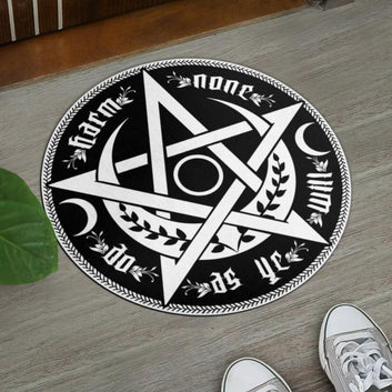 Wicca Moon Pentagram Door Mat