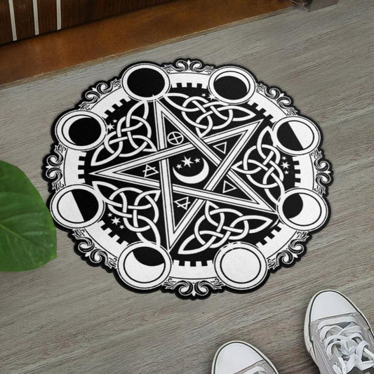 Wicca Moon Pentagram Door Mat