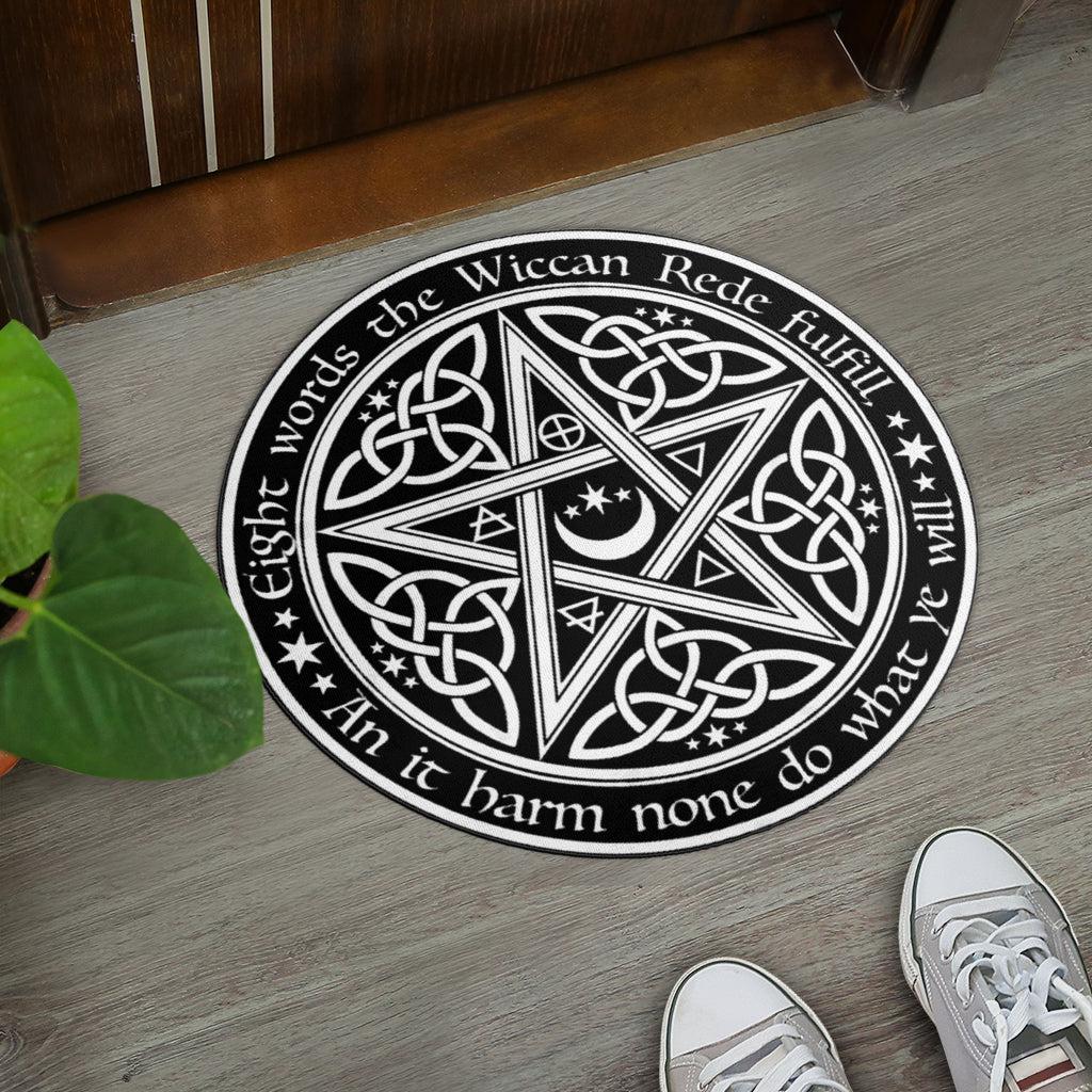 Wicca Moon Pentagram Door Mat-MoonChildWorld