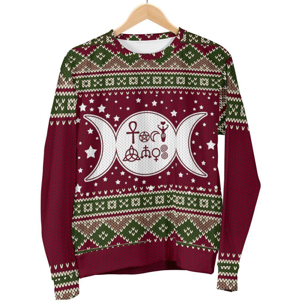 Triple moon Wicca Christmas Sweater-MoonChildWorld