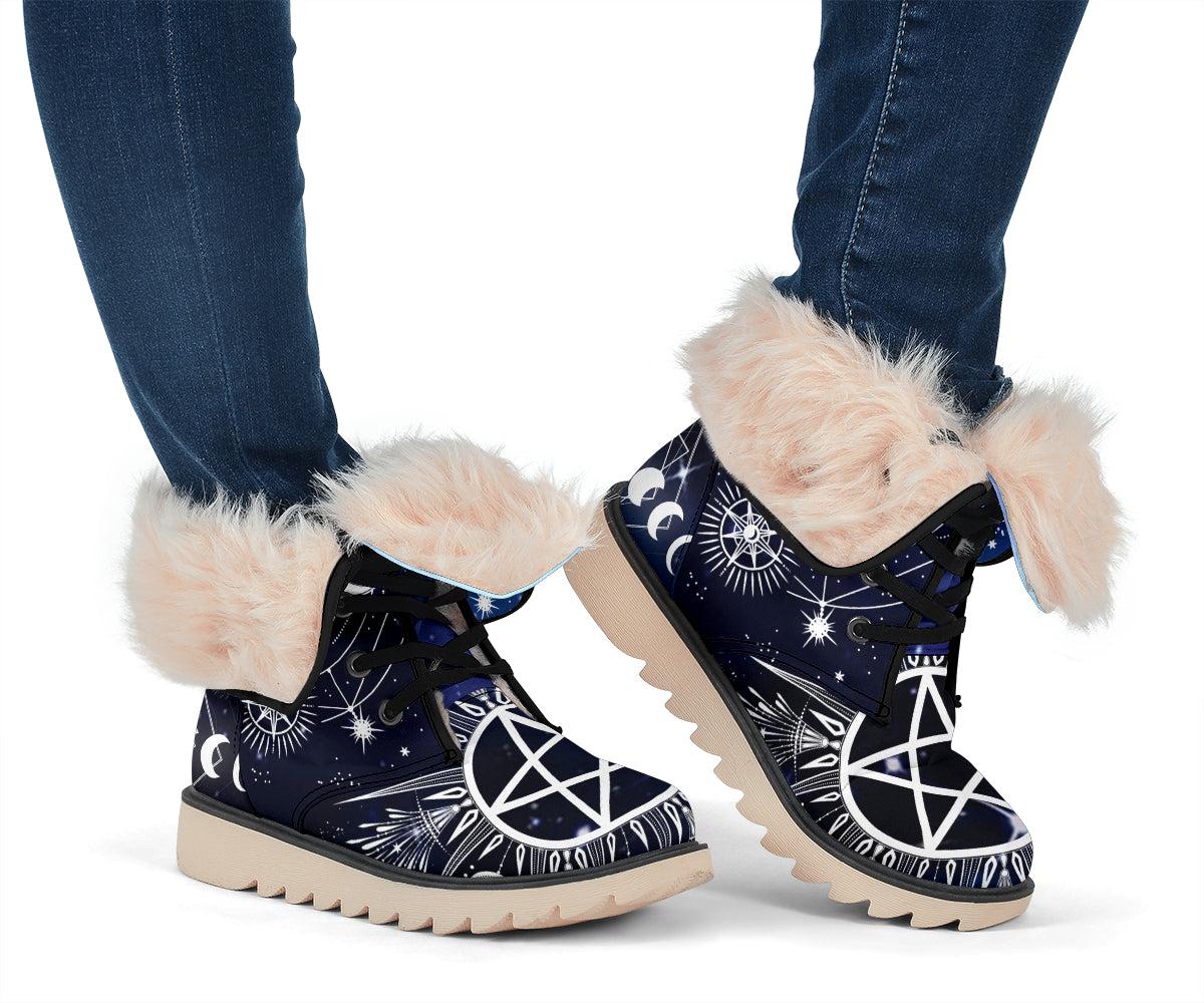 Pentagram triple moon wicca Polar Boots Wicca boots-MoonChildWorld