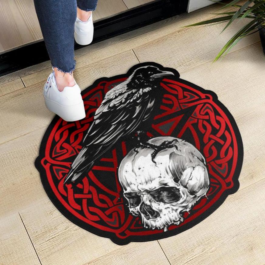 Raven skull gothic Door Mat-MoonChildWorld