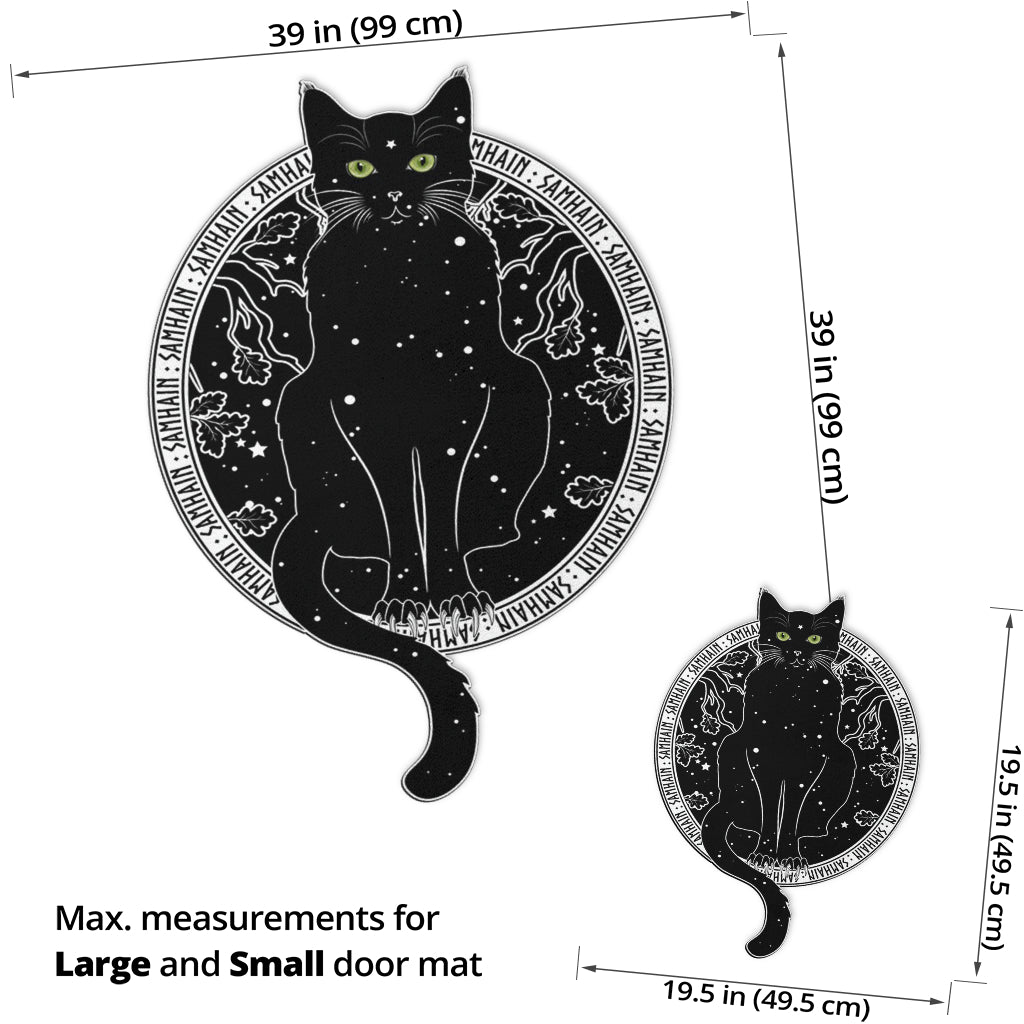 Black cat witch Door mat-MoonChildWorld