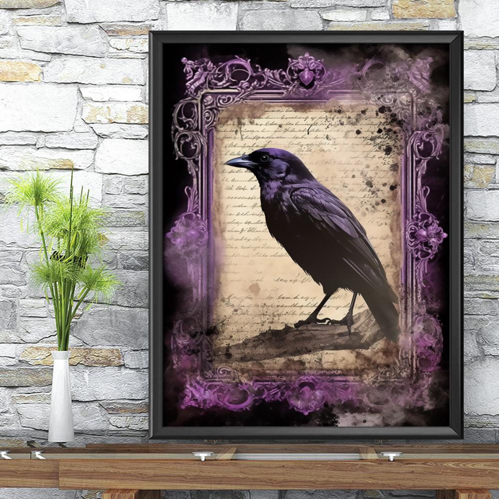 Gothic raven halloween poster-MoonChildWorld