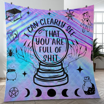 Moon phase Crystal ball Witch Quilt Blanket-MoonChildWorld