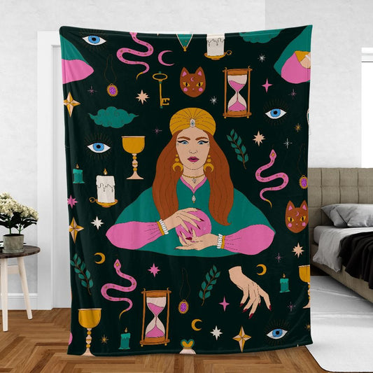 Witchy women spell witch Fleece Blanket-MoonChildWorld