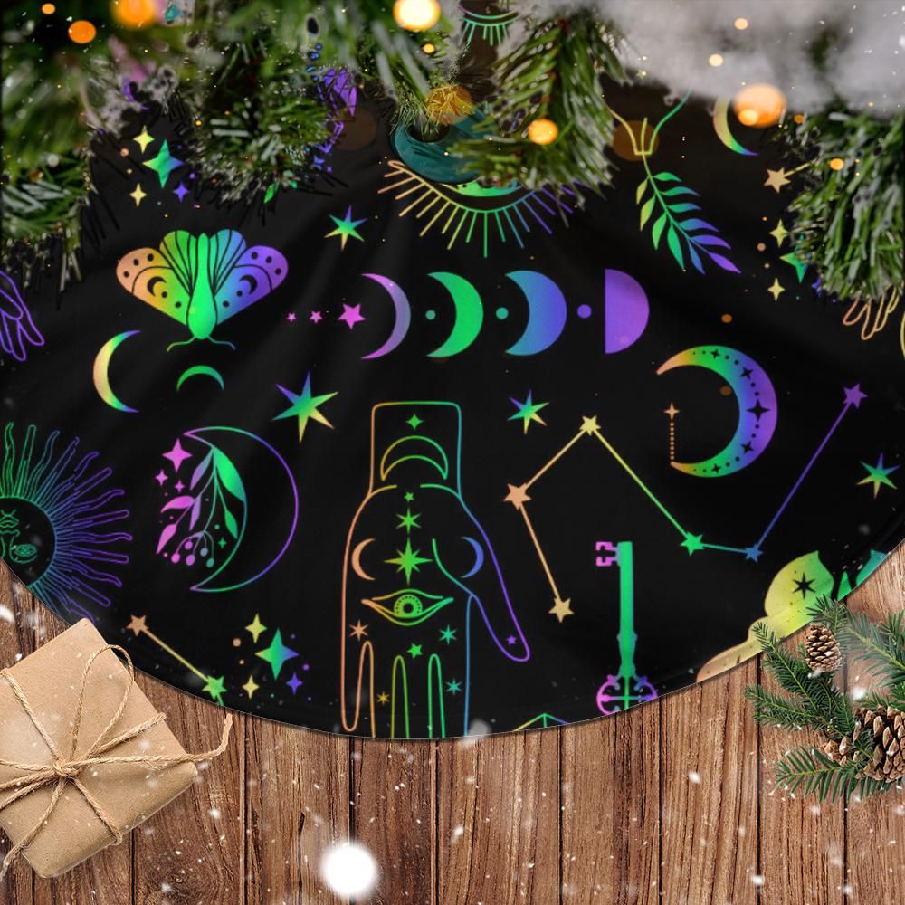 Wicca Celestial Christmas Tree Skirt-MoonChildWorld