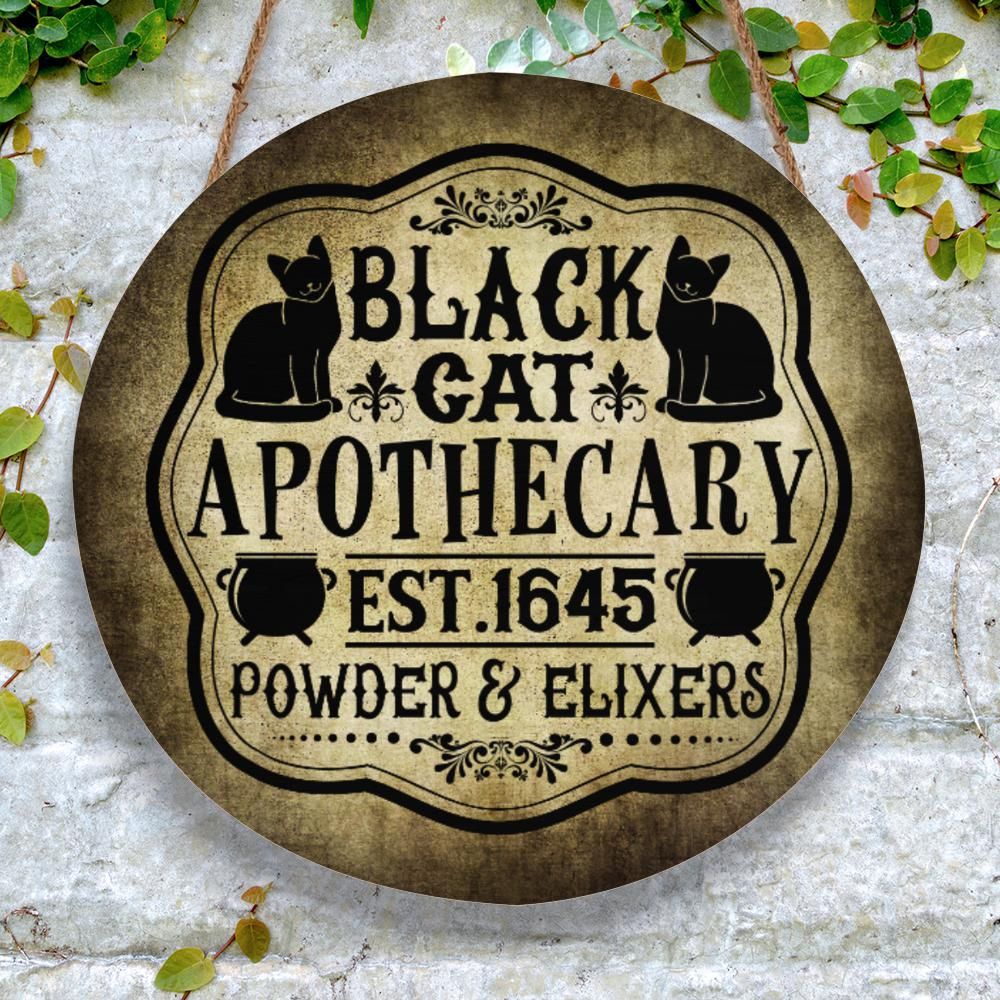 Black cat witch sign Halloween Wood Sign-MoonChildWorld