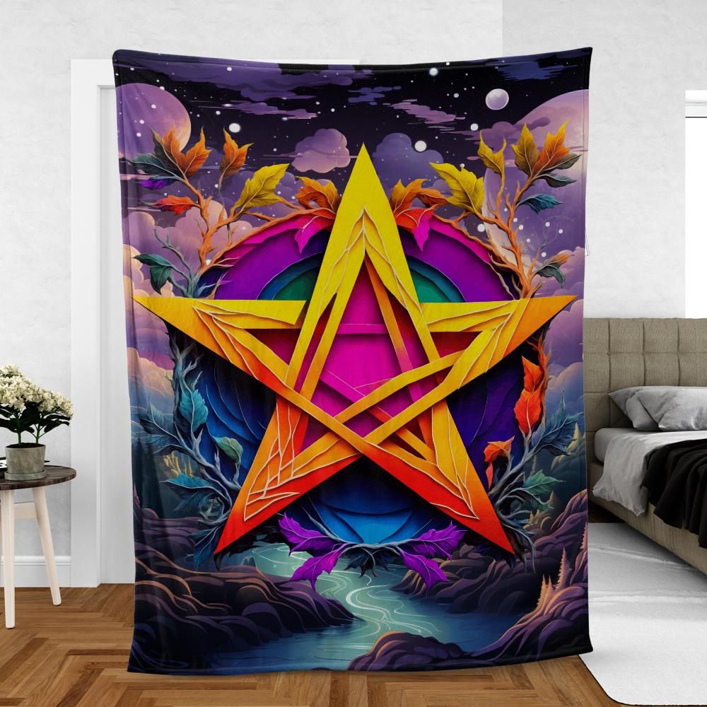 Wicca Symbol Pentacle Blanket Pagan Blanket-MoonChildWorld