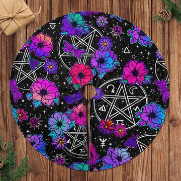 Wicca Pentagram Christmas Tree Skirt-MoonChildWorld