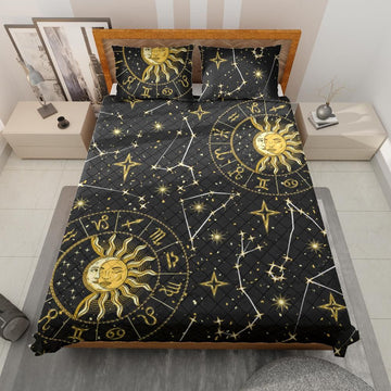 Celestial sun moon quilt bedding set-MoonChildWorld
