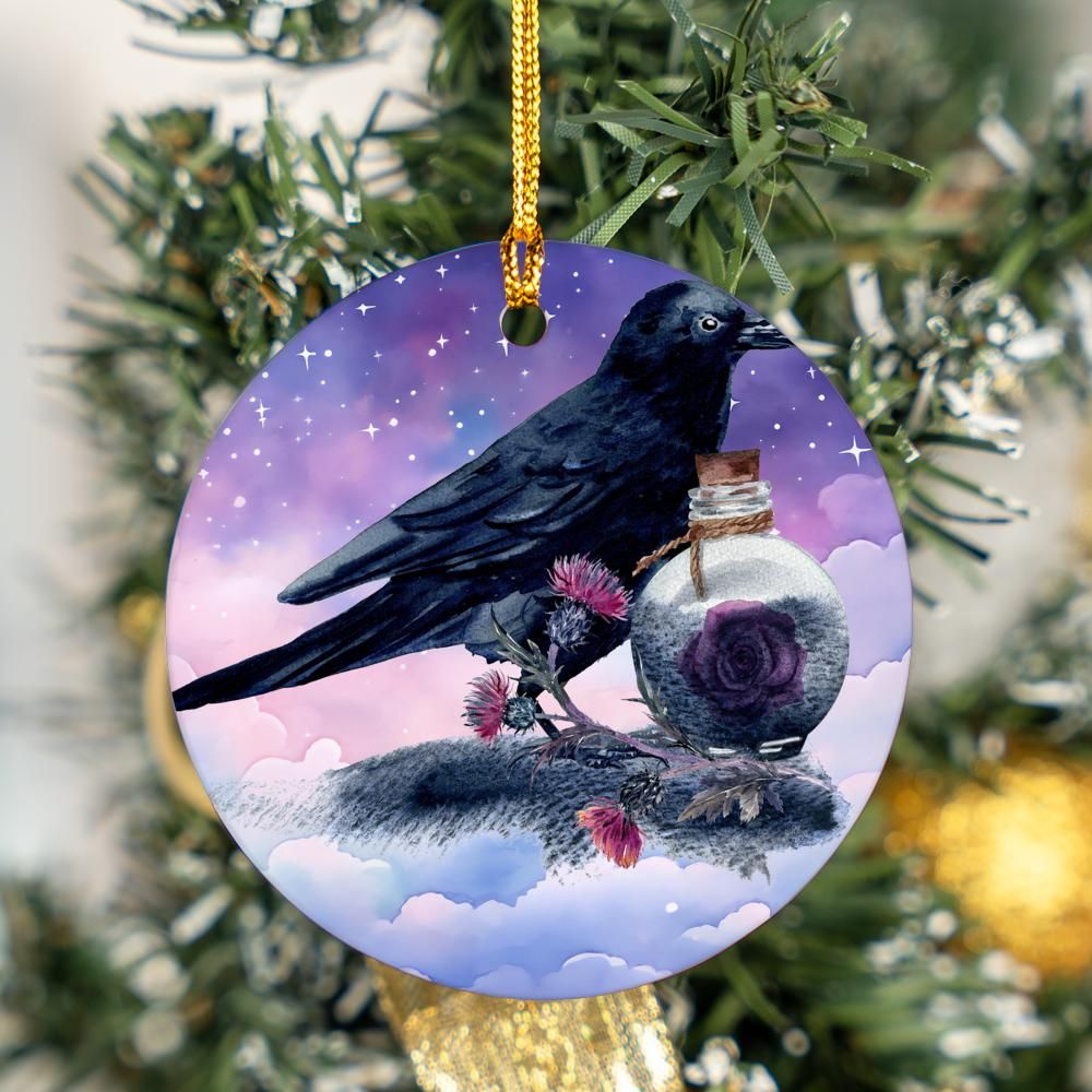 Skull raven gothic Christmas ornament-MoonChildWorld