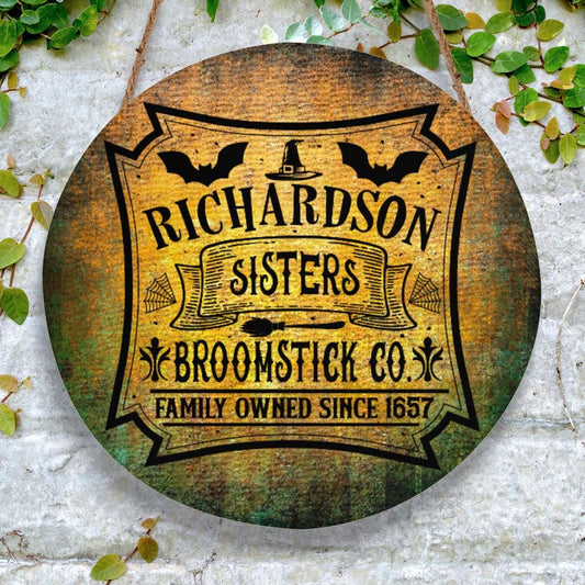 Broom witch sign Halloween Wood Sign-MoonChildWorld
