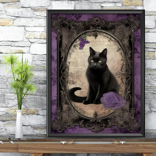 Gothic cat halloween poster-MoonChildWorld
