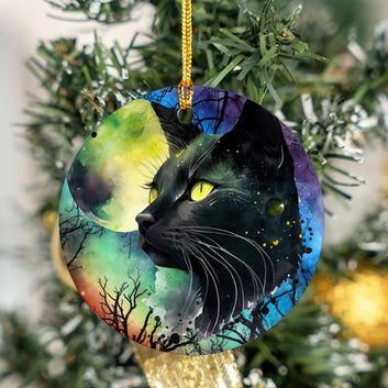 Moon Black Cat Christmas ornament
