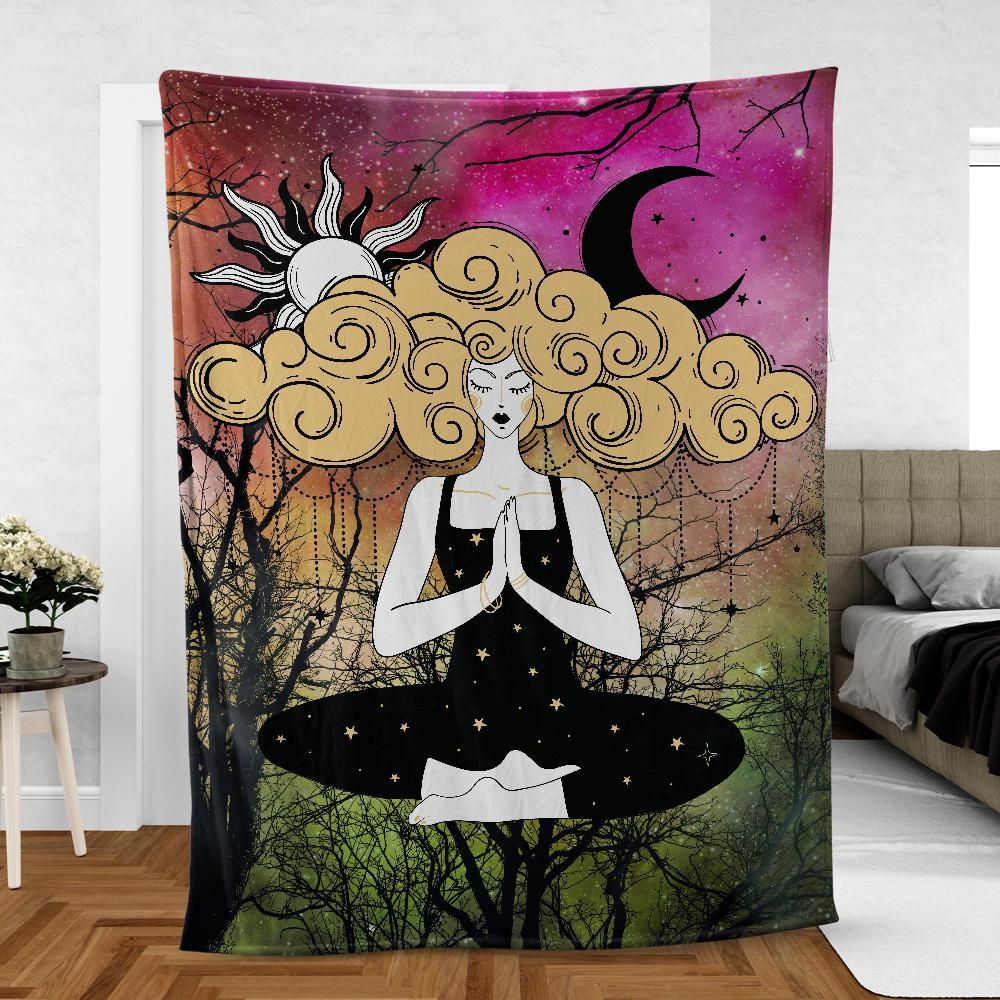 Celestial goddess Fleece Blanket-MoonChildWorld