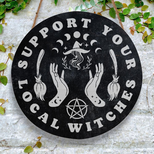 Local witch sign Halloween Wood Sign-MoonChildWorld