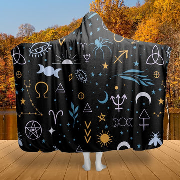 Wicca symbols Witchcraft Hooded blanket-MoonChildWorld