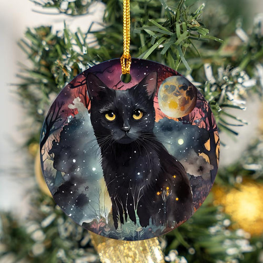 Moon Black cat Witch Christmas ornament