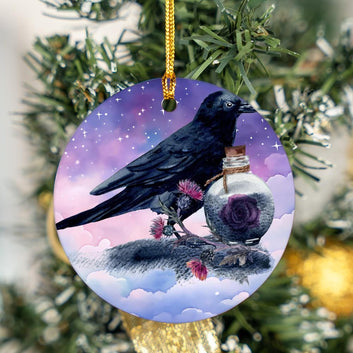 Skull raven gothic Christmas ornament