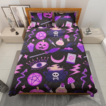 Halloween Witch Quilt Bedding Set