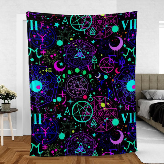 Symbol witchcraft Fleece Blanket-MoonChildWorld