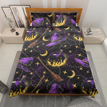 Witch Halloween Quilt Bedding Set