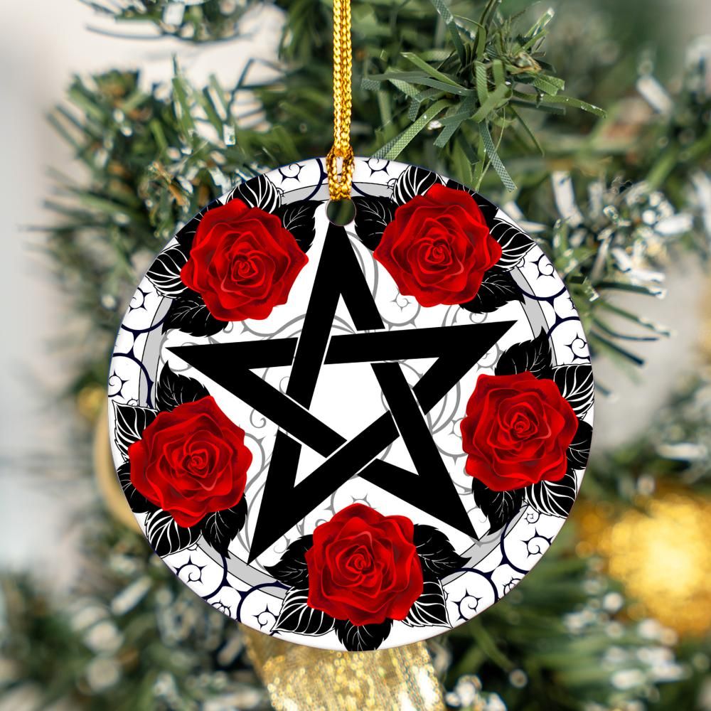 Roses Pentagram Christmas ornament-MoonChildWorld