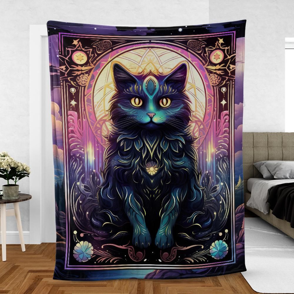 Tarot card Black cat Mystic blanket-MoonChildWorld