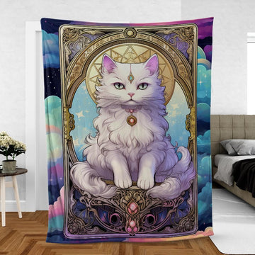 Tarot card Celestial cat Witchy blanket-MoonChildWorld