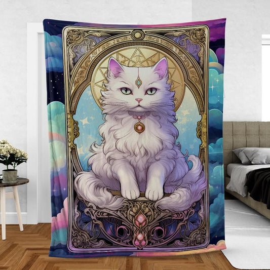 Tarot card Celestial cat Witchy blanket