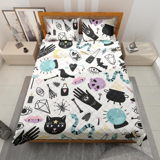 Witch Pattern Witchy Quilt Bedding Set-MoonChildWorld