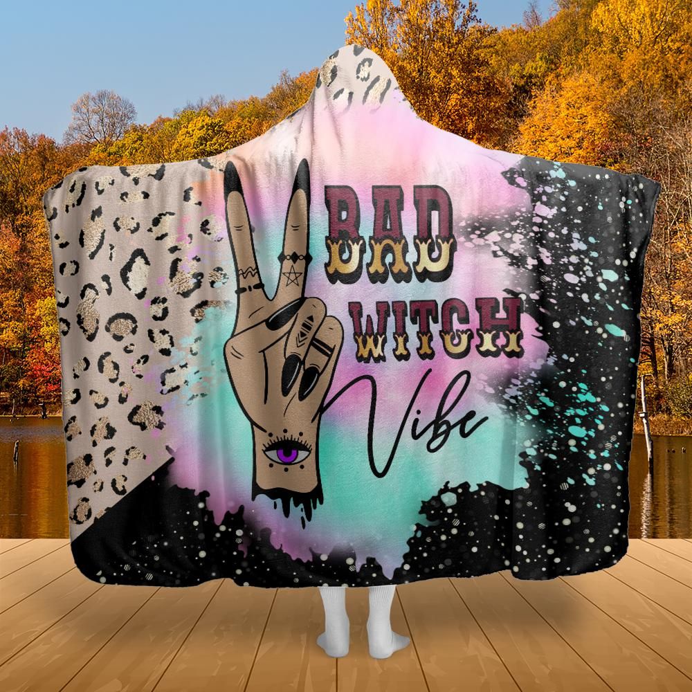 Bad Witch Vibes Hooded Blanket Witchy Hooded Blanket-MoonChildWorld
