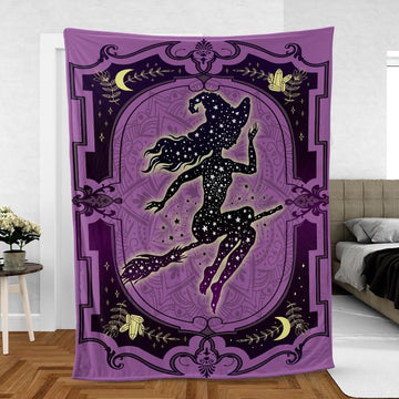 Flying witch Fleece Blanket-MoonChildWorld