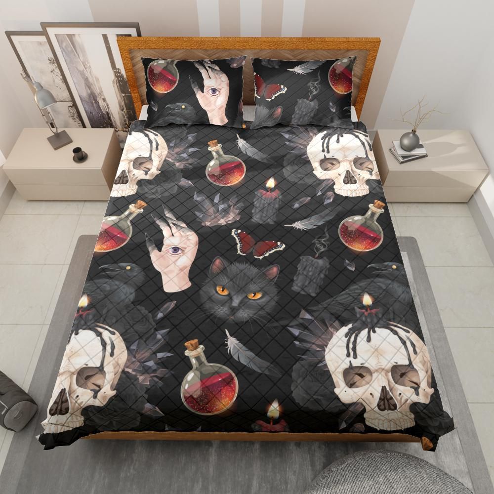 Raven Cat Witch Gothic Quilt Bedding Set-MoonChildWorld