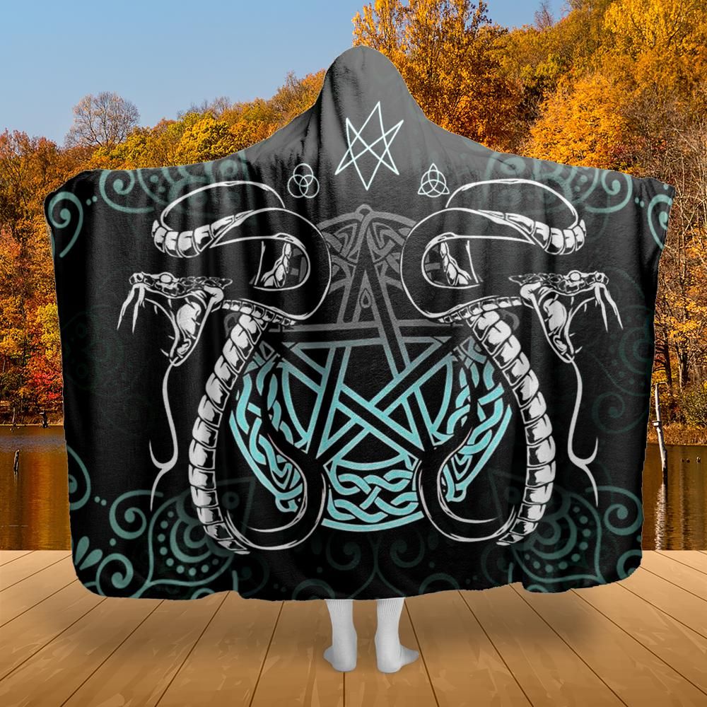 Gothic pentagram snake witchy Hooded Blanket-MoonChildWorld