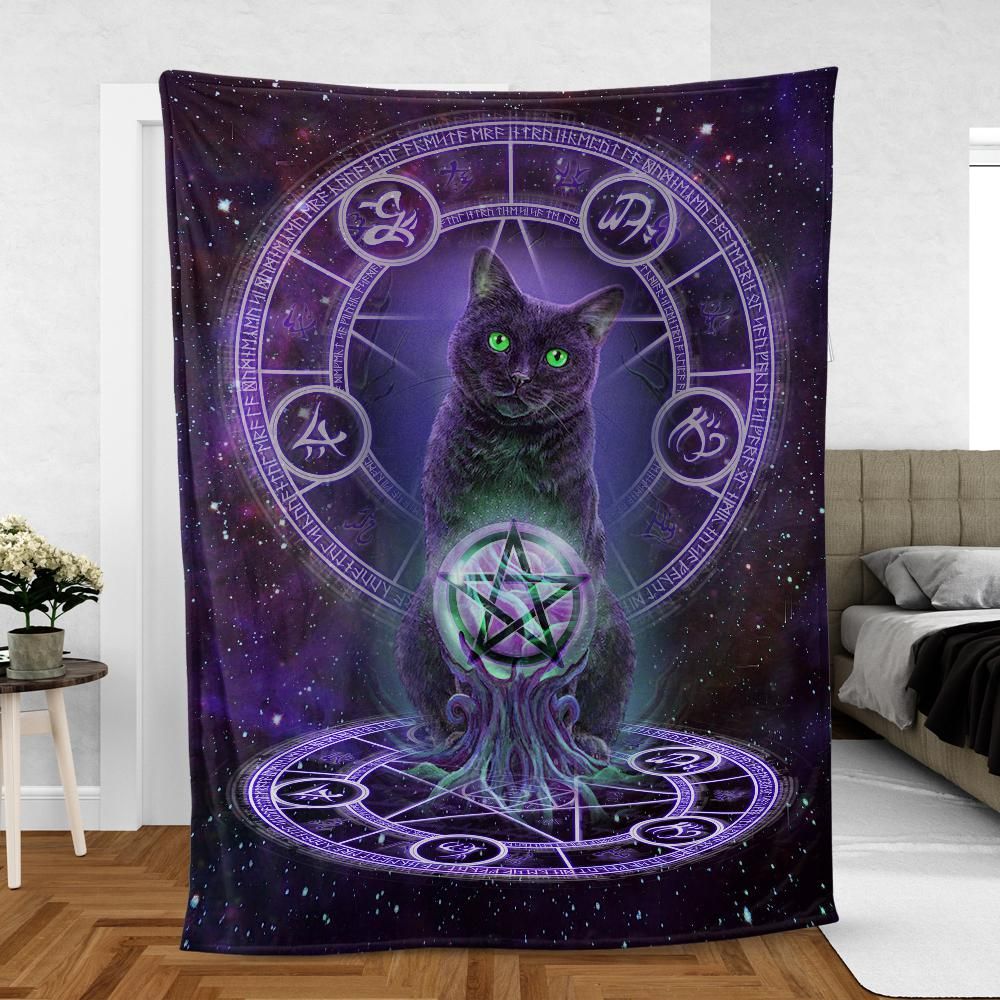 Magic cat Fleece Blanket witch blanket-MoonChildWorld