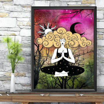 Sun moon goddess poster Wicca Wall Art-MoonChildWorld