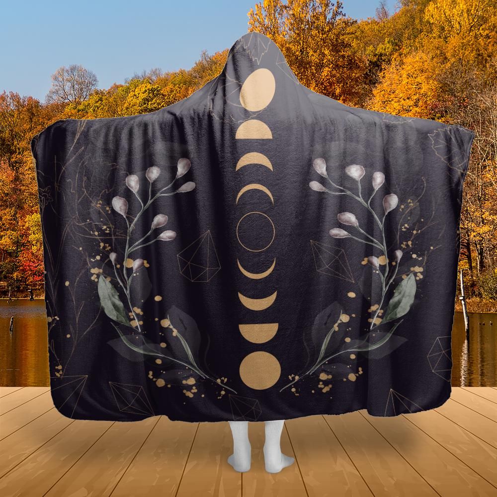 Moon phase hooded blanket Hooded Blanket-MoonChildWorld