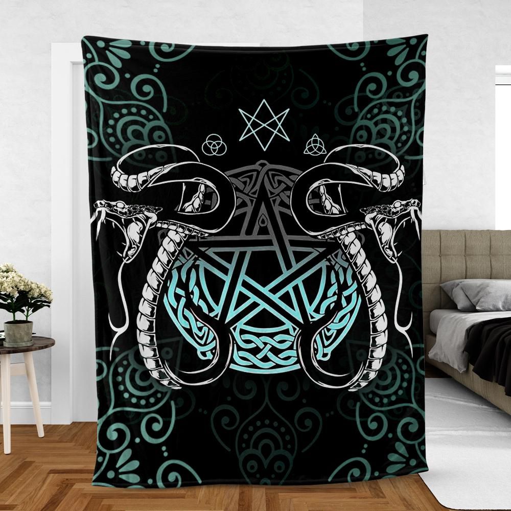Gothic snake pentagram Fleece Blanket-MoonChildWorld