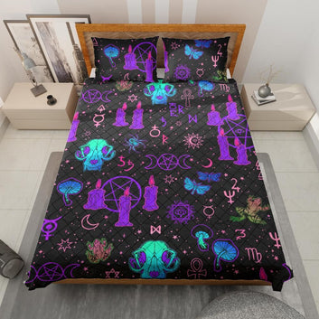 Gothic Skull Witchcraft Quilt Bedding Set