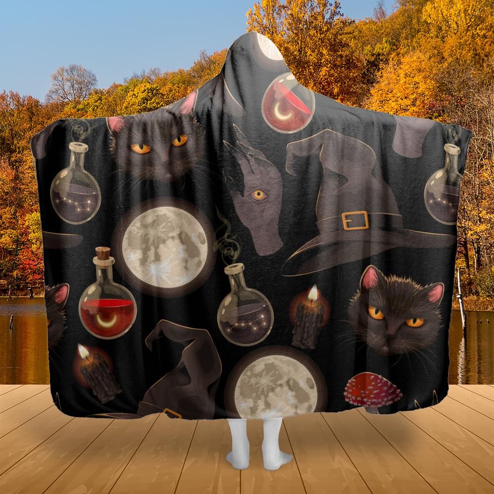 Skull Raven Witchcraft Hooded Blanket Gothic Witch Hooded Blanket-MoonChildWorld