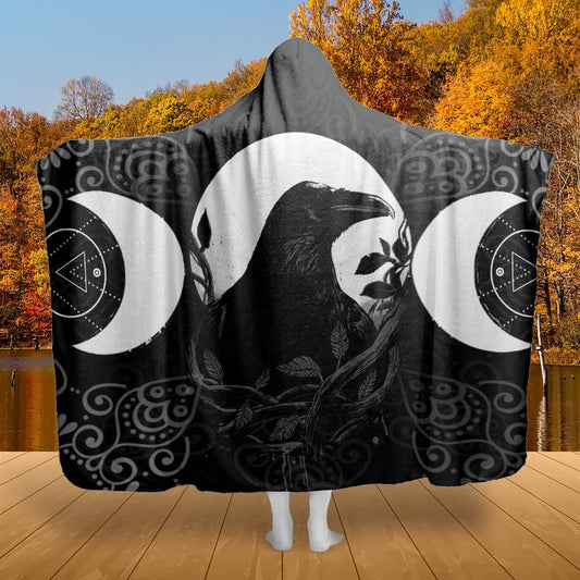Gothic raven moon witch Hooded Blanket